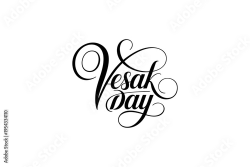 Vesak Day Typography Buddhist Festival Lettering Vector