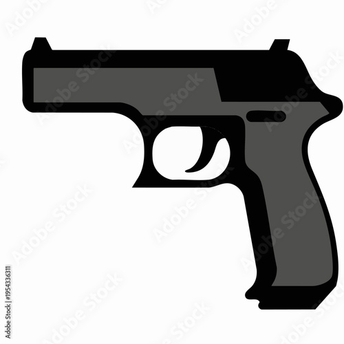 Modern Semi Automatic Pistol Handgun Vector Illustration
