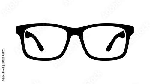 Rectangular Glasses Vector Silhouette – Black Eyewear Frame Icon Design Featuring Classic Rectangular Shape, Stylish Fashion Optical Vector Illustration for Branding, Accessories, and Creative Artwork