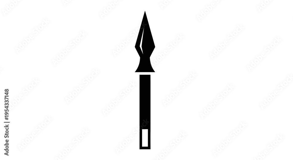 Fototapeta premium Ancient Spearhead with Shaft - Traditional Weaponry Illustration