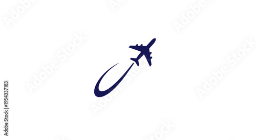 Airplane Taking Off Leaving Curved Trail Across Sky