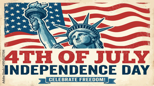 Celebrate Freedom 4th of July Independence Day vintage poster
