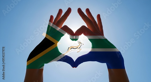 South African hands heart shape with springbok