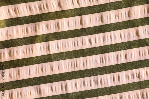 Linen Cotton fabric with green stripes texture
