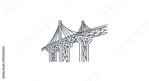 Architectural Bridge Design Illustration - Modern Structural Engineering