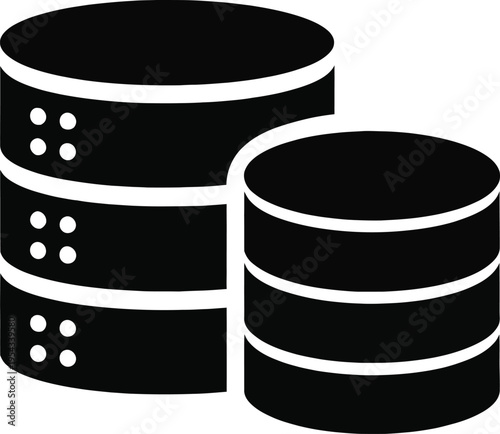 Simple illustration of two database servers or data storage cylinders