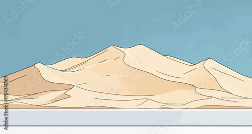 Mountains with soft shapes under a clear blue sky above a flat surface during daylight