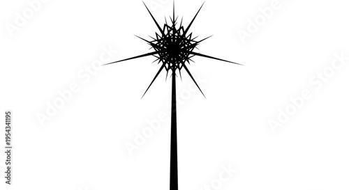 A black silhouette of a shattered light bulb against a white background.