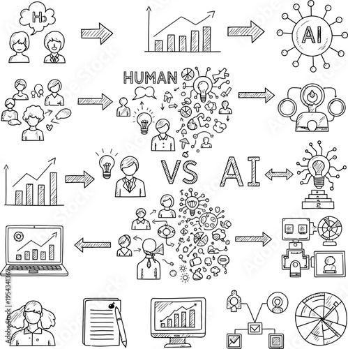 Humanity Versus Artificial Intelligence A Visual Exploration of Cognitive and Technological Differences