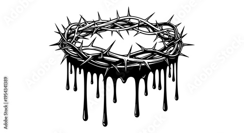 A crown of thorns with dripping blood, symbolizing suffering and sacrifice.