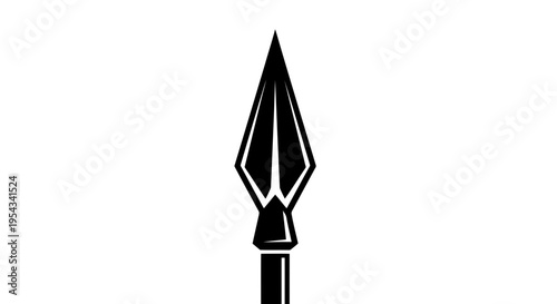A simple black and white illustration of a spearhead on a pole.