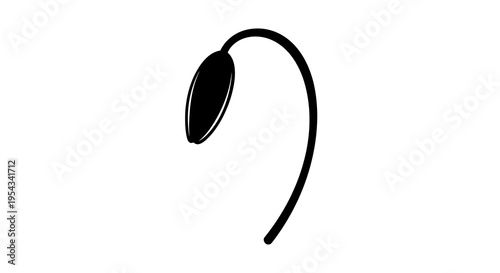 A black earpiece with a curved wire and oval speaker is displayed on a white background.