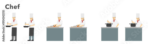フラットイラスト：男女のシェフ