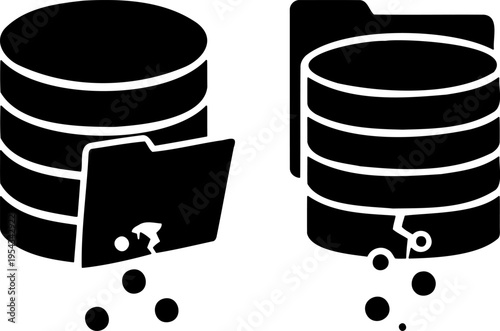 Database storage and data transfer icons for cloud systems and backend infrastructure design