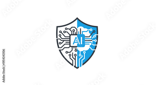 Artificial Intelligence Security Shield Concept with Circuitry