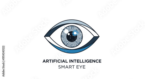 Artificial Intelligence Vision, Digital Eye with Circuit Board