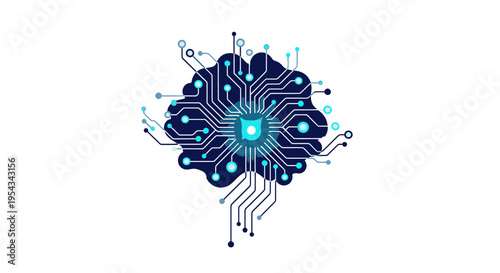 Artificial Intelligence Network Concept with Brain Shape