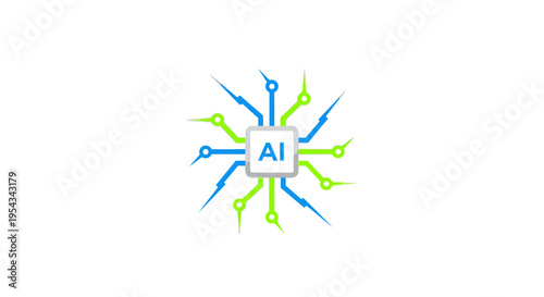 Artificial Intelligence Network Concept with Connection Points