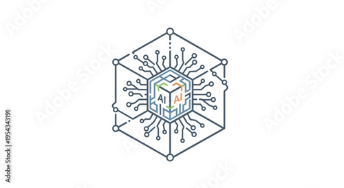 Artificial Intelligence Network Concept with Hexagonal Structure