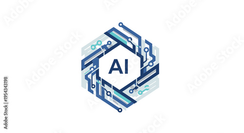 Artificial Intelligence Network Concept with Hexagonal Circuitry