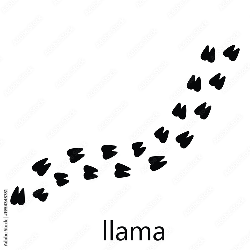 Fototapeta premium Llama Footprint Silhouette Vector – Animal Hoof Print Track Icon Editable EPS