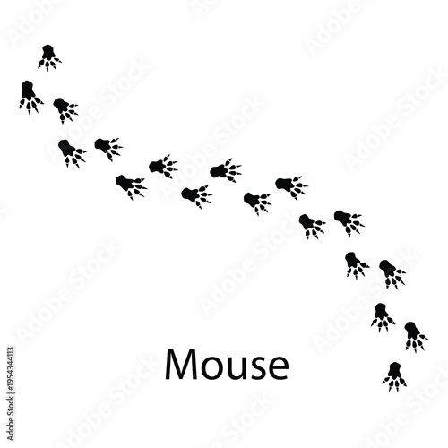 Mouse Footprint Silhouette Vector – Small Rodent Paw Print Track Icon EPS
