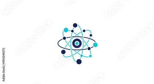 Atomic Structure Model with Orbiting Particles, Science Illustration