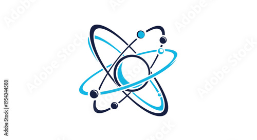 Atomic Structure Model with Orbiting Particles - Science Illustration