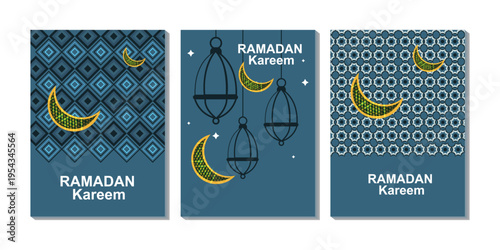 Ramadan Kareem design set for banners, posters, greeting cards