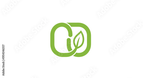 Green leaf logo with overlapping rounded shapes forming an eco friendly emblem for branding.
