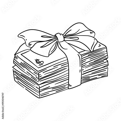 stack of money tied with bow