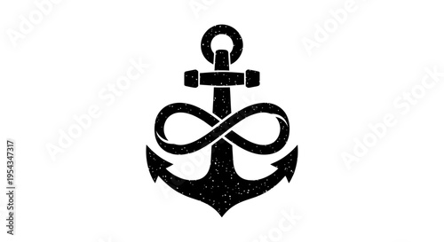 Stylized anchor emblem featuring an infinity loop, a bold nautical symbol with a black silhouette.