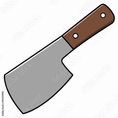 Sharp Butcher Cleaver Knife Vector Illustration in Flat Design