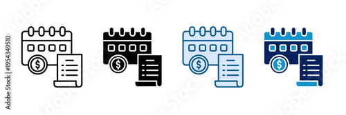 Subscription Billing Icon Set Multiple Style Collection