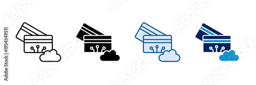 Virtual Card Icon Set Multiple Style Collection