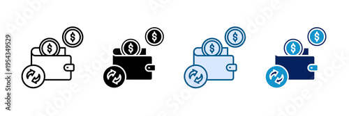 Wallet Cashback Icon Set Multiple Style Collection