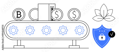 Cryptocurrency concept. Cryptocurrency symbols modern finances. Cryptocurrency ensures secure transactions and blockchain innovation. Ideal for fintech, blockchain, security, investments, finance