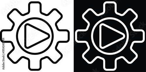 execution Two-tone version in black and white background