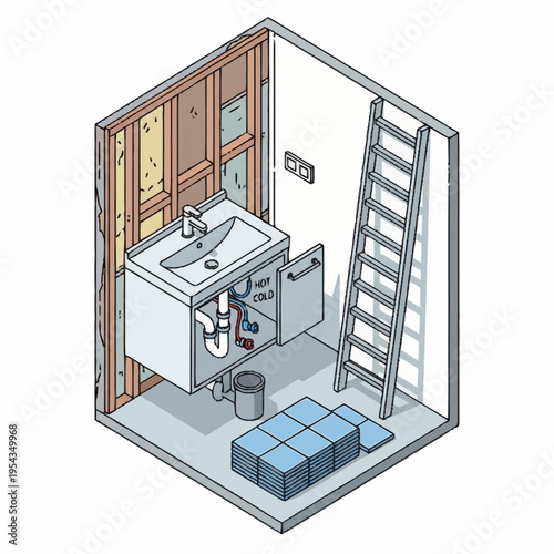 Bathroom Renovation Sink Installation Plumbing Work.