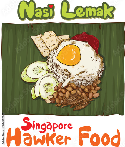 Nasi lemak is a fragrant Malay dish made with coconut rice, sambal, fried anchovies, peanuts, cucumber, and egg, its also served with fried chicken or rendang, wrapped in banana leaf.