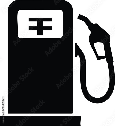 Classic Petrol and Gasoline Pump Icon, Minimalist Fuel Dispenser Station Symbol, Automotive Refueling and Service Station Graphic, vector, illustration, silhouette.