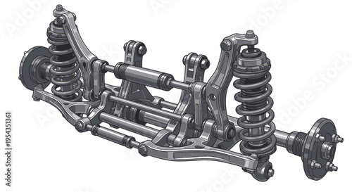 Automotive Suspension System Detailed Illustration