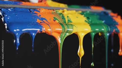 Vibrant rainbow paint drips splatter art creative expression colorful design