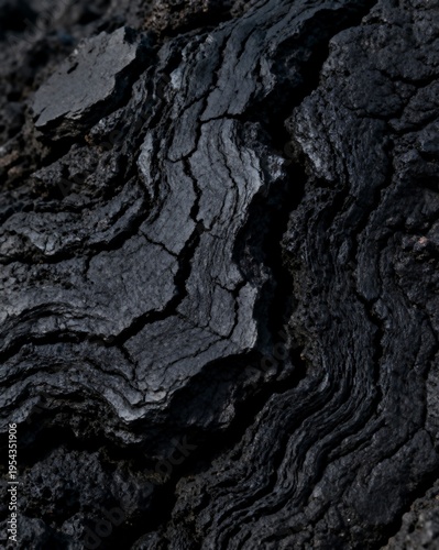 Close-up macro shot of cracked dark basalt rock texture with matte finish