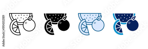 Fresh Fruit Icon Set Multiple Style Collection