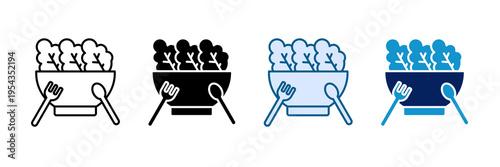 Green Salad Icon Set Multiple Style Collection