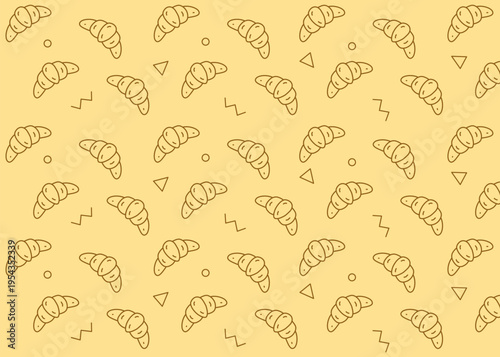 seamless pattern croissant illustration with cream background. Menu illustration. Food business, print and packaging, bakery