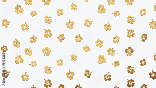 Delicate scattered gold and brown floral pattern on white background. Vintage botanical illustration for elegant design.