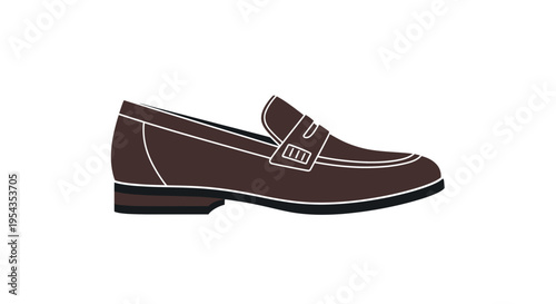 Classic Brown Leather Loafer Shoe, Side View, Fashionable Footwear