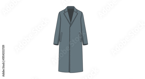 Classic Gray Overcoat Hanging on Hanger, Fashionable Winter Outerwear